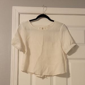 Blu Pepper Cream Short Sleeve Blouse